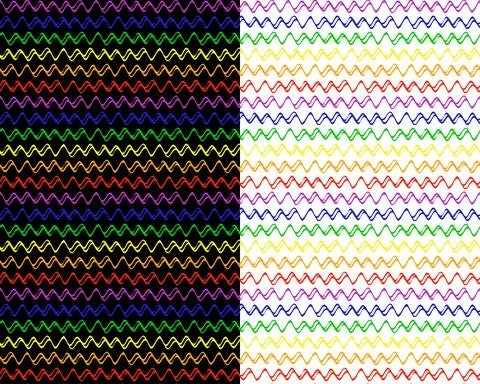 Rainbow scribbled wave line seamless pattern, abstract doodle hand drawn paint Stock-Illustration