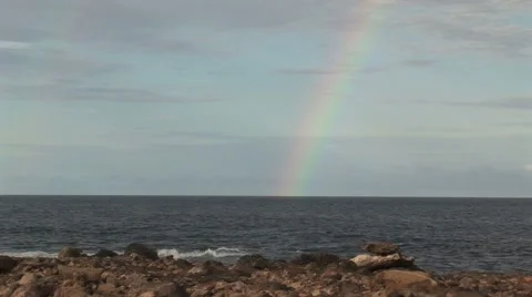 Rainbow from the sea Aruba island in the caribbean Stock Footage