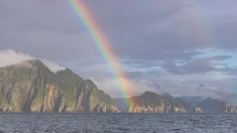 Rainbow at Sea Stock Photos