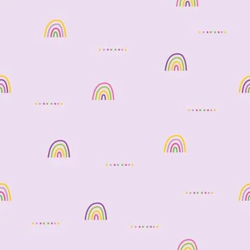 Rainbow seamless pattern background -  light lilac background Illustrazione stock