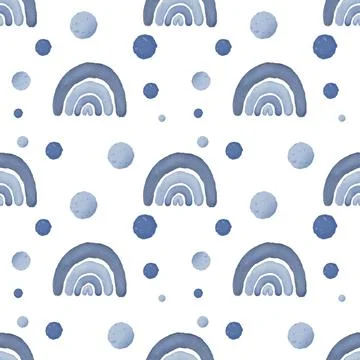 Rainbow seamless pattern blue Stock Illustration