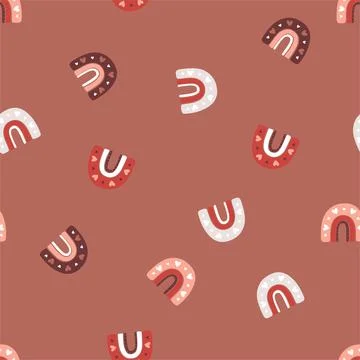 Rainbow seamless pattern, lovely romantic background, great for Valentine's D Stock Illustration