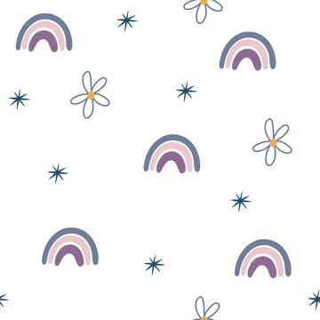 Rainbow seamless pattern. Minimalistic Trendy baby texture for fabric textile Stock Illustration