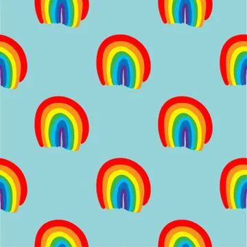 Rainbow seamless pattern vector hand drawn Stock Illustration