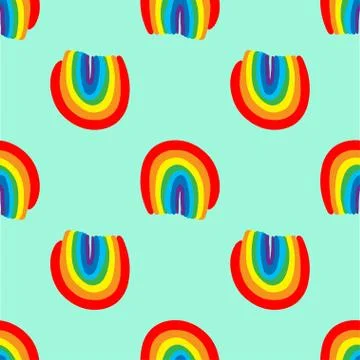 Rainbow seamless pattern vector hand drawn Stock Illustration