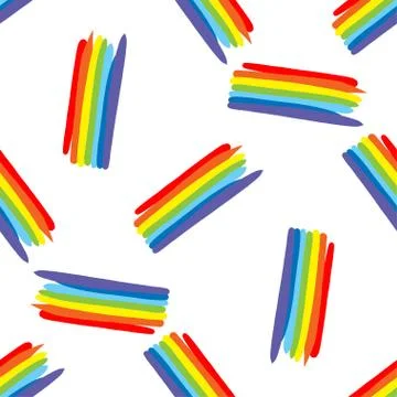 Rainbow seamless pattern vector hand drawn Illustrazione stock