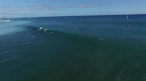Rainbow Seaspray Off Epic Wave (Aerial) Stock Footage