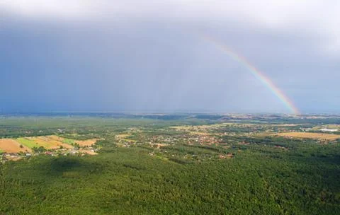 Rainbow seen from the air Stock Photos