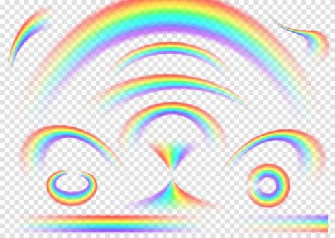 Rainbow set isolated on transparent background. Realistic rain arch Stock Illustration