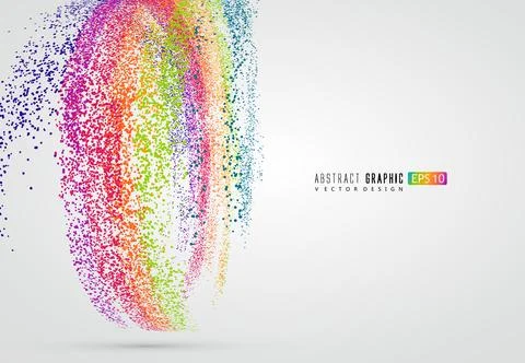 A rainbow-shaped abstract figure composed of countless dots, symbolizing so.. Illustrazione stock