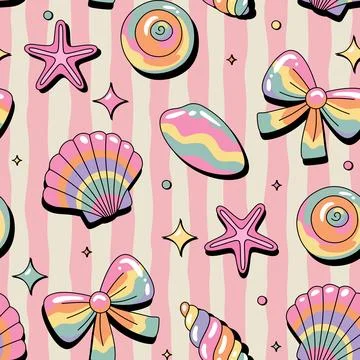 Rainbow shells pattern Stock Illustration