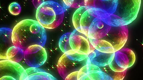 Rainbow shine bubble particle loop animation Stock Footage 148723938