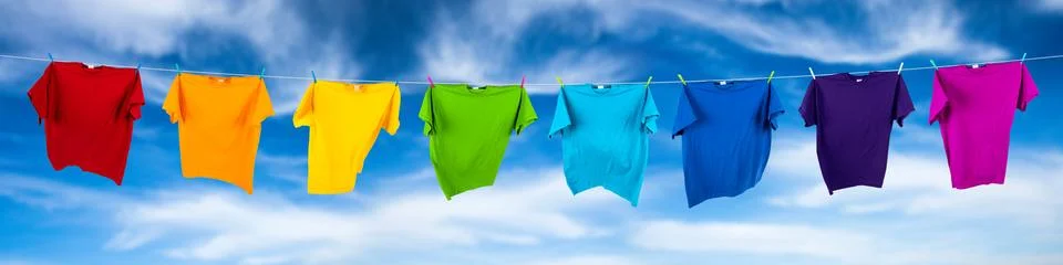 Rainbow shirts on line Stock Photos