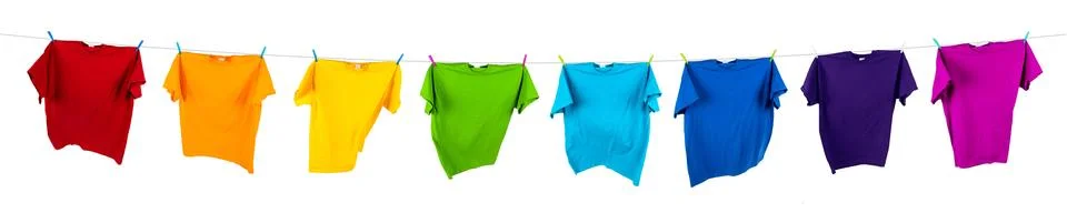 Rainbow shirts on line Stock Photos