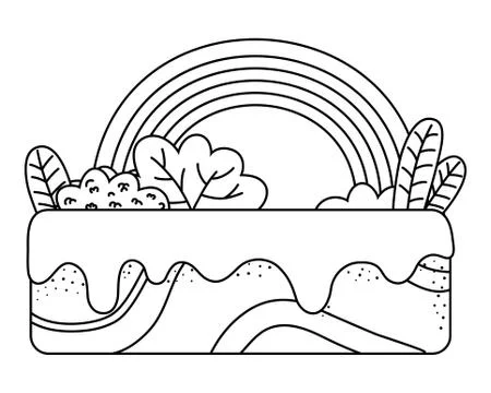 Rainbow with shrubs design vector illustrator Stock Illustration