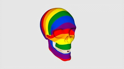 Rainbow skull, animation, transparent background Stock Footage 162415887
