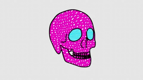 Rainbow skull in comic style, fluorescent textures and patterns. Halloween zine 스톡 동영상 136307235