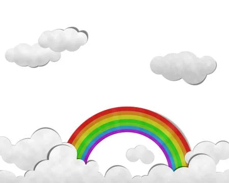 Rainbow in sky, paper art Stock Illustration