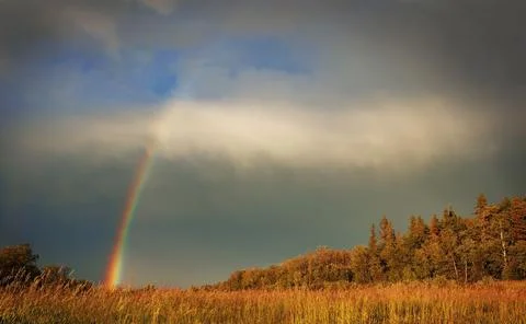 A Rainbow In The Sky Stock-Fotos