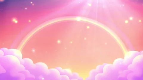 Rainbow sky scene with cloud and shining light Stock Footage 303952090