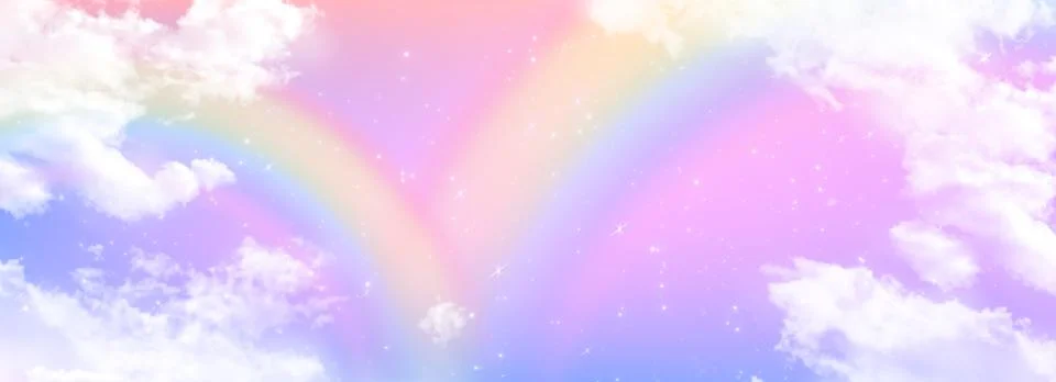 Rainbow sky unicorn dreamscape 스톡 일러스트