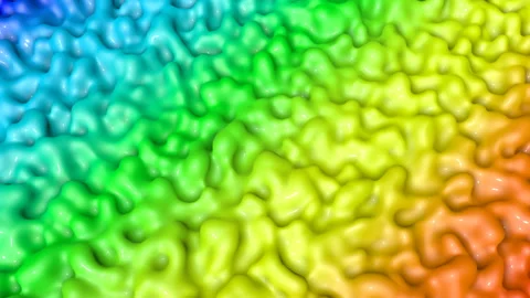 Rainbow slowly deformable three-dimensional surface. 3d render Stock Footage 101665276