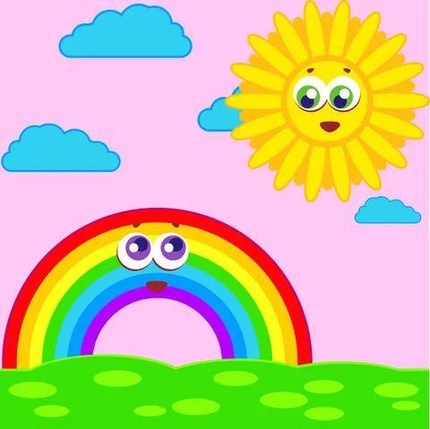 Rainbow smiles in the clouds Illustrazione stock