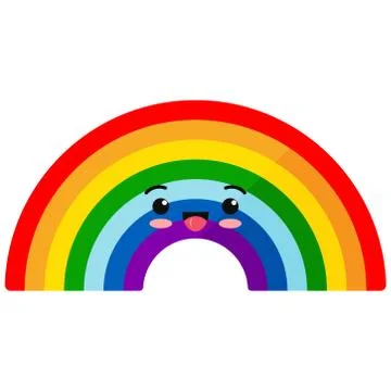 Rainbow smiling emoji vector icon isolated on white background. Stock Illustration