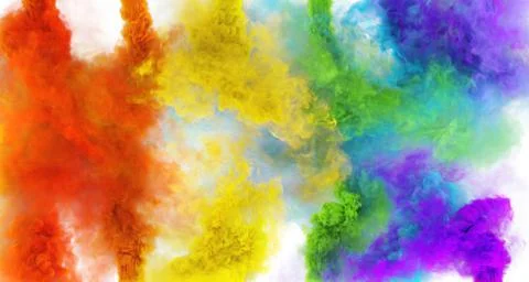 Rainbow smoke 3D abstract render Stock Illustration