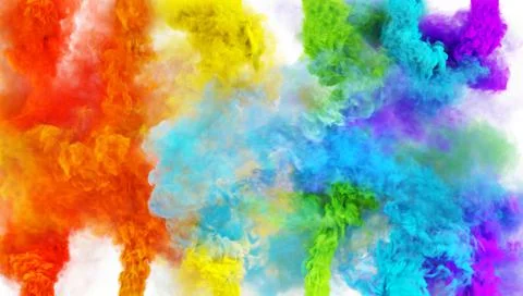 Rainbow smoke in air. 3d render of fantastic fog. Stock Illustration