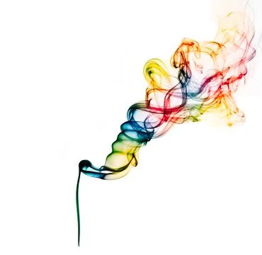 Rainbow on smoke column Stock Photos