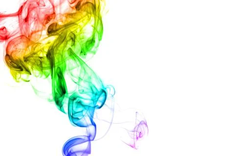 Rainbow smoke isolated on white background Stock Photos