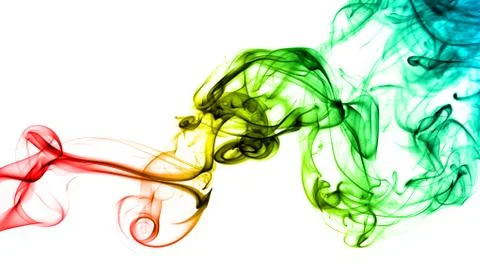 Rainbow smoke on white background Stock Photos