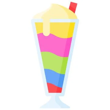 Rainbow smoothie icon, Beverage flat vector illustration Stock Illustration