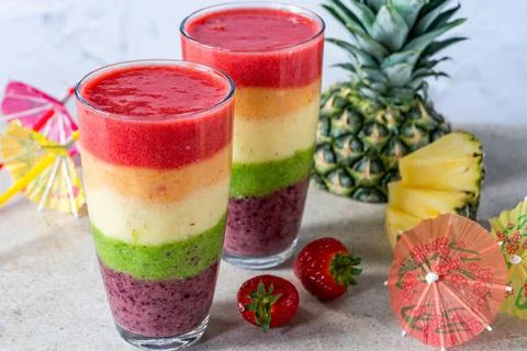 Rainbow smoothie Stock Photos