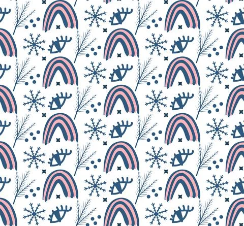 Rainbow snow pattern. Christmas texture. Happy New Year. Seamless winter Stock Illustration