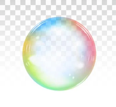 Rainbow soap bubble on a transparent background. Vector illustration Stock Illustration