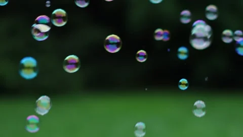 Rainbow soap bubbles on a dark green background. Stock Footage 291923653