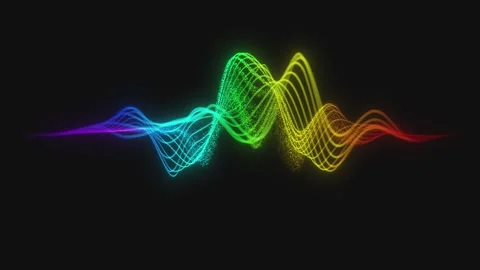 Rainbow sound wave on isolated black background. Colorful wave element with.. Stock Footage 339957147