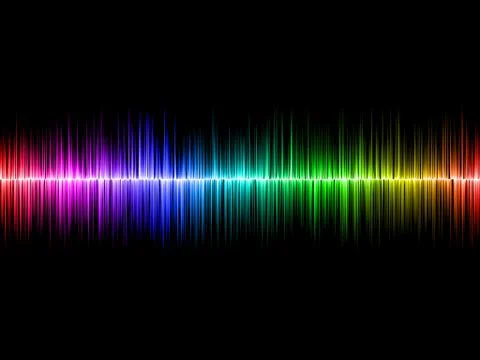 Rainbow Soundwave with Black Background Stock Illustration