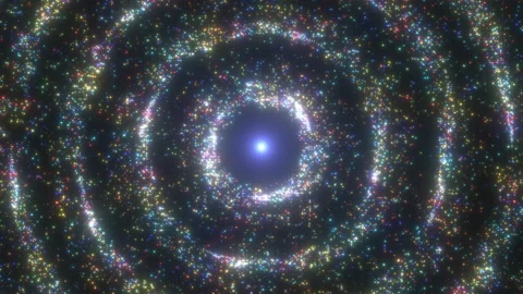 Rainbow Sparkle Light Dust Shining Star Particle Circle Ring Glitter Stock Footage 157639335