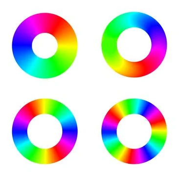 Rainbow spectrum set of 4 rings. Vector icon set Stock Illustration