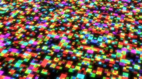 Rainbow Spectrum Square Dots Moving Flashing Digital Pattern Glowing Stock Illustration