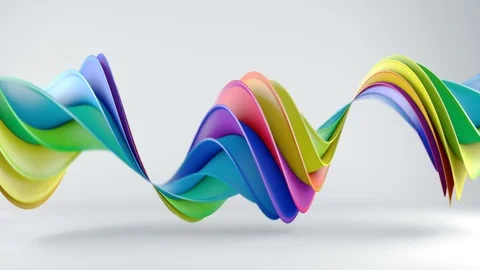 Rainbow spectrum twisted 3D shape spinning seamless loop 4k UHD (3840x2160) Stock Footage 71978995