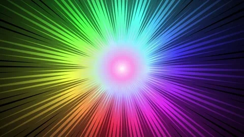 Rainbow speed lines radiating from center creating vibrant energy dynamic m.. Stock Footage 346374010
