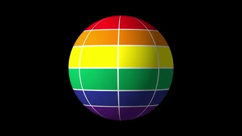 Rainbow sphere rotating on black background Stock Footage 305629027