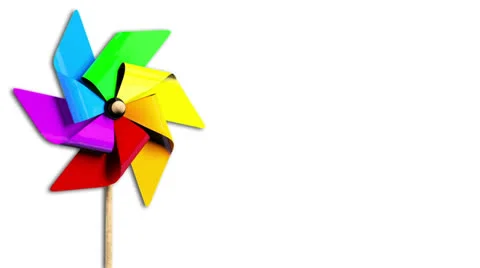 Rainbow Spinning Pinwheel in the Wind with Alpha Stock Footage 25910772
