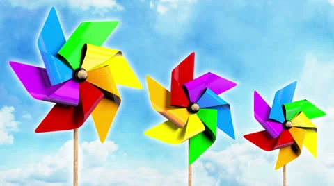 Rainbow Spinning Pinwheels on the Sky Stock Footage 26663860