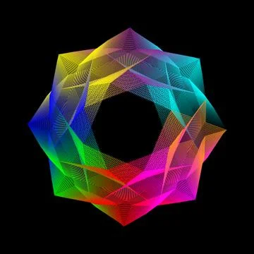 Rainbow spirograph vector on black background Stock Illustration