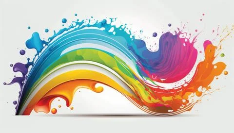 Rainbow splash wave strong colors Stock Illustration